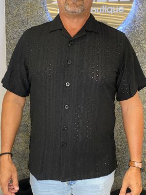 Solid Crochet Black Top