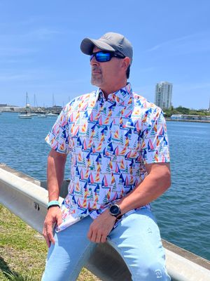 White Multi Boat Men Top
