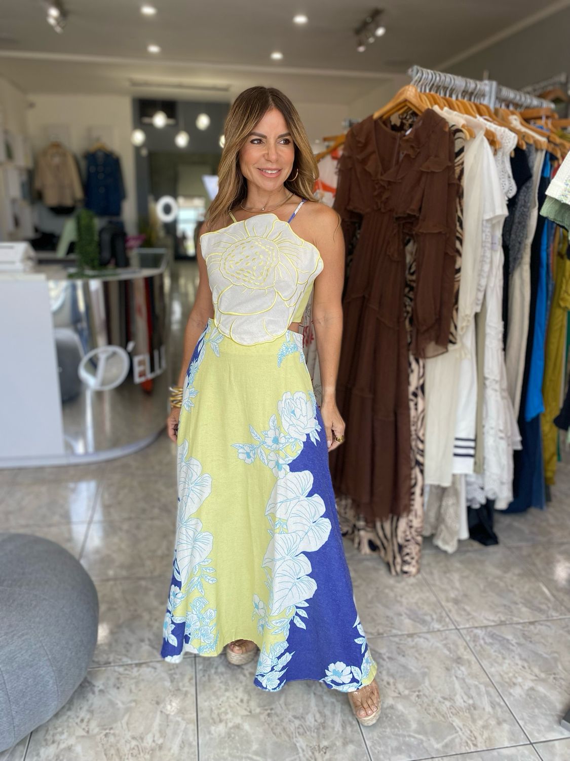 Yellow or Green Multi Flower Dress