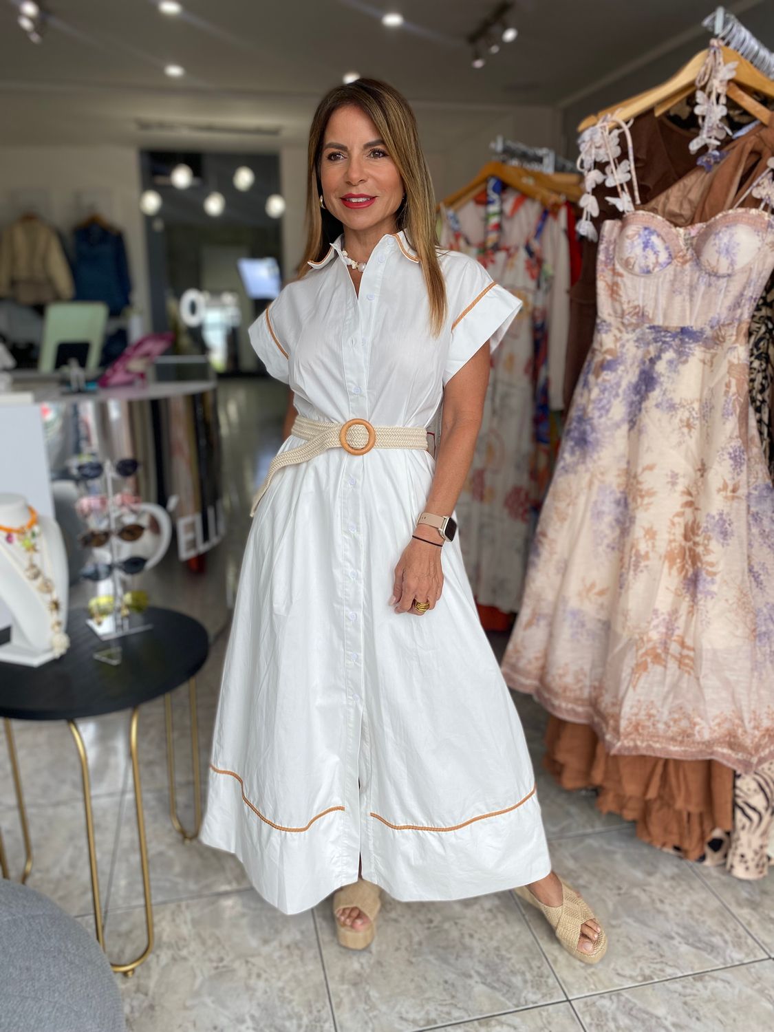 White Detailed Mid Dress