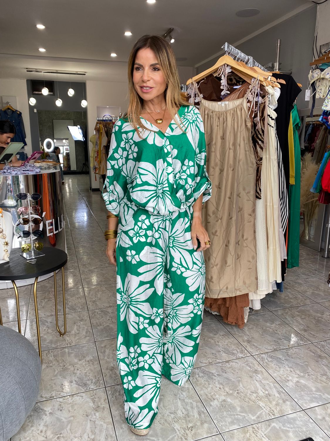 Green Aloha Pant Set