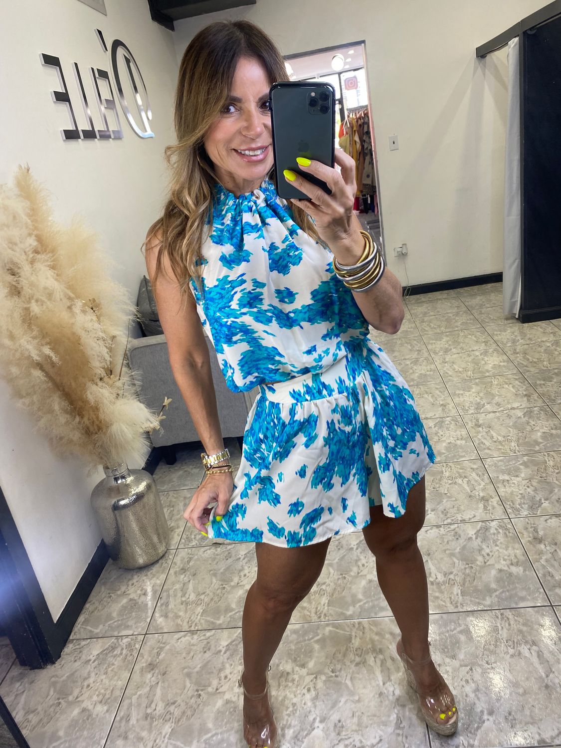 Blue Blossom Crop Top &amp; Short Set
