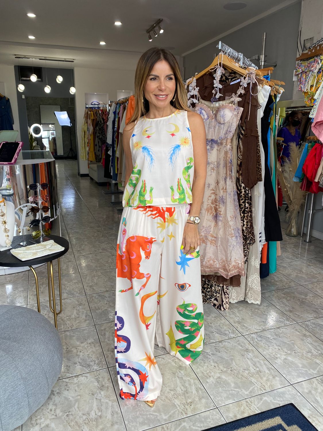 Multi Summer Vibes Top And Pants Set