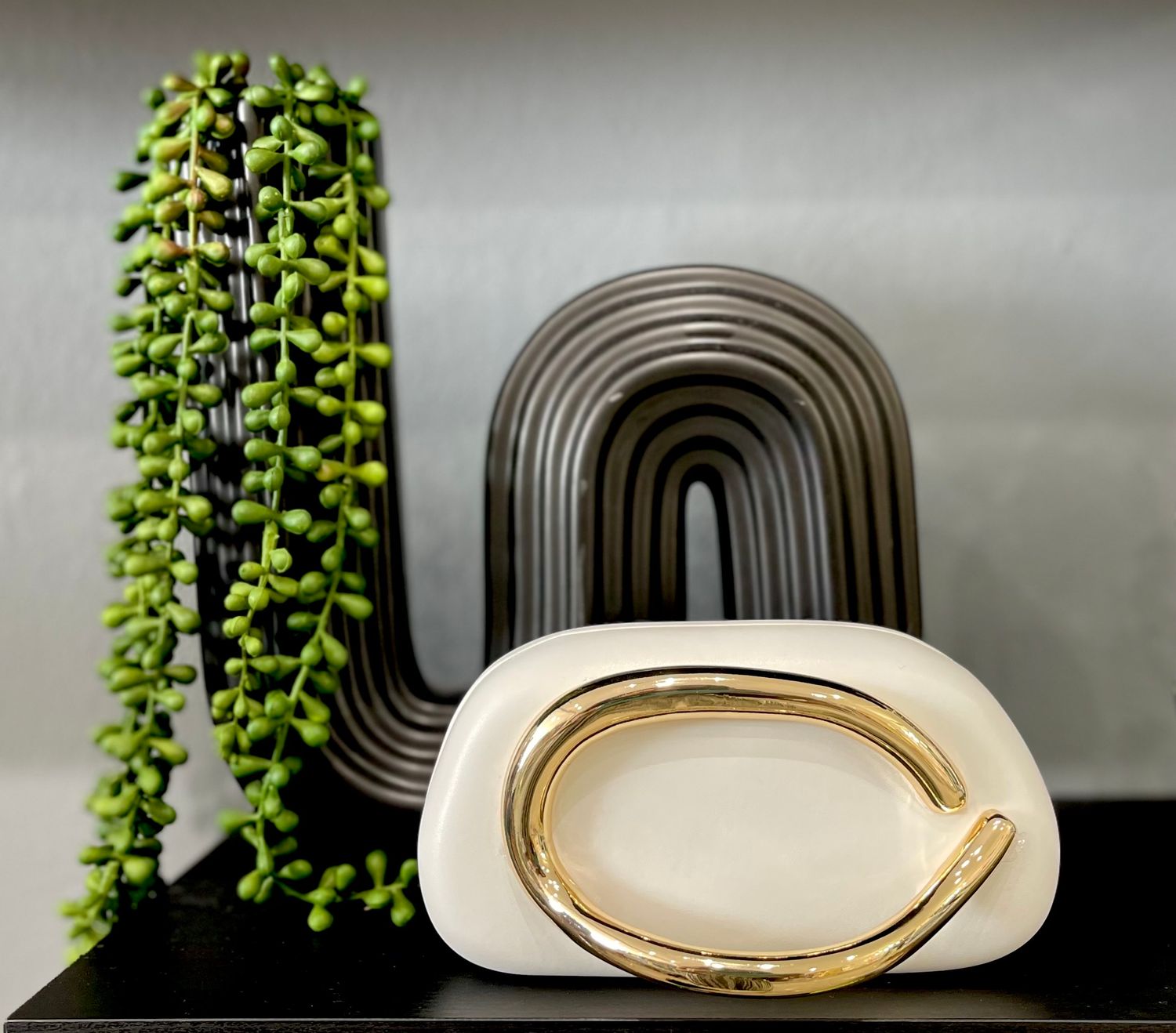 Bone White Gold Hand-Crossbody Cuff Bag
