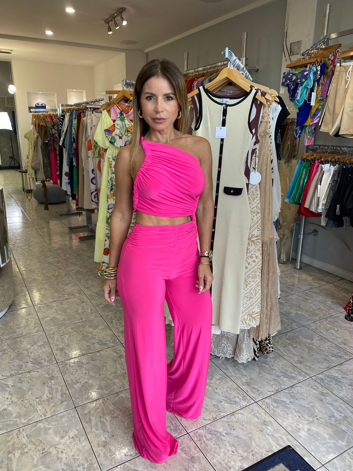 Fucshia Cut Out Jumpsuit 