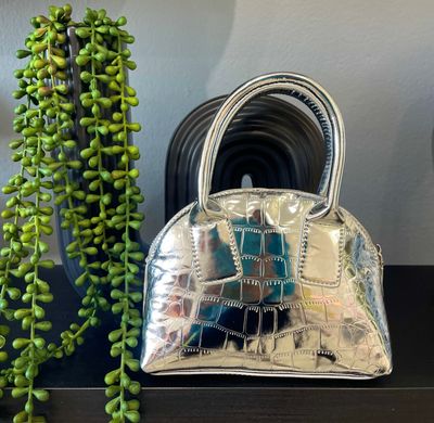 Silver Metallic Crossbody Bag