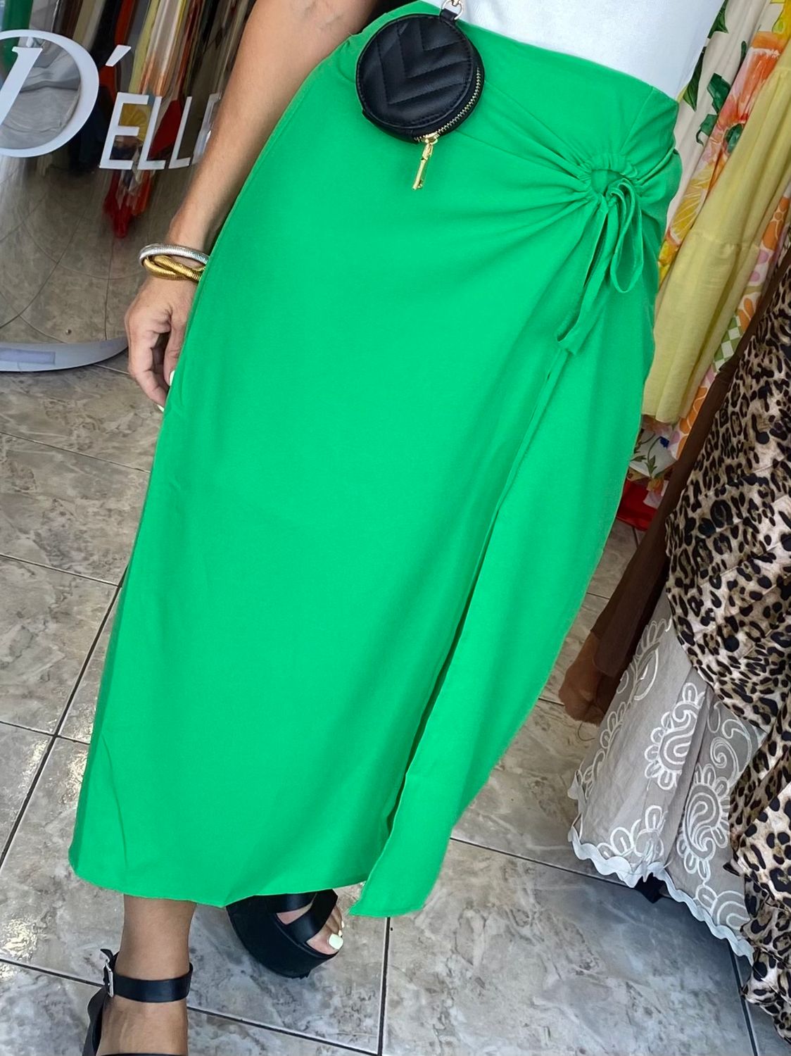 Kelly Green Midi Skirt