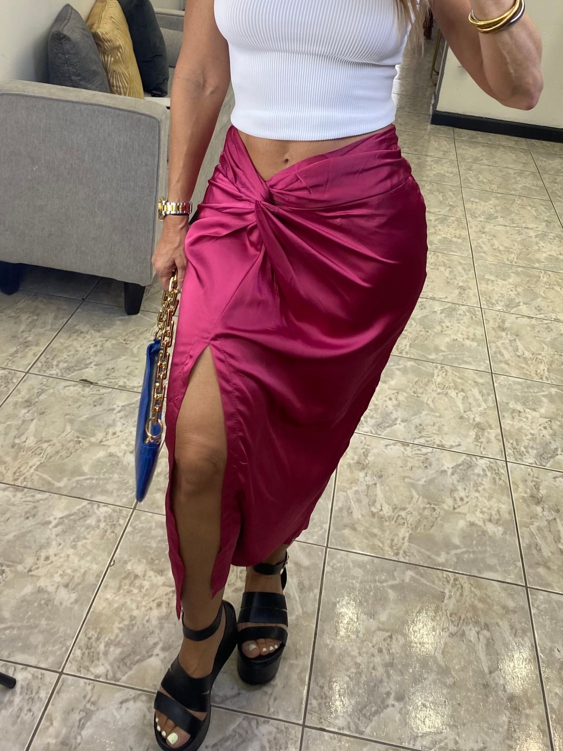 Fuchsia Or Royal B Midi Skirt