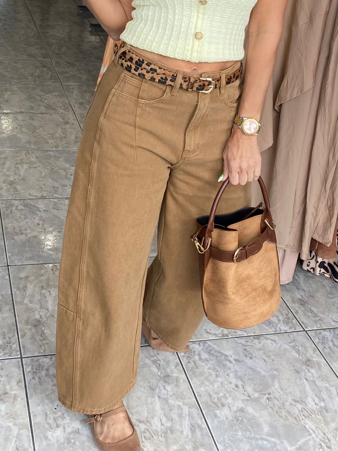 Soft Brown Or Olive Barrel Pants