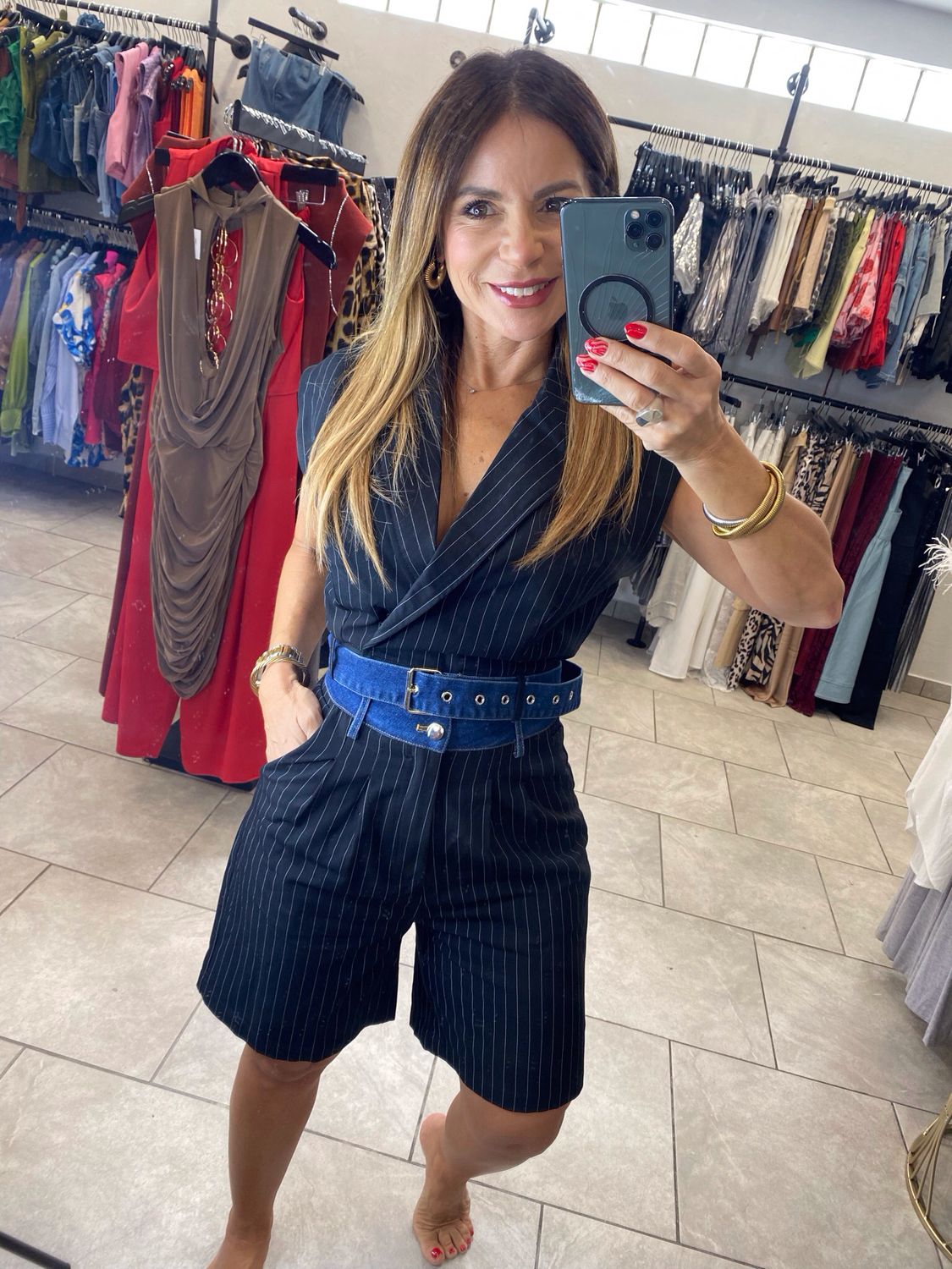 Grey Or Black Stripe Vest Set