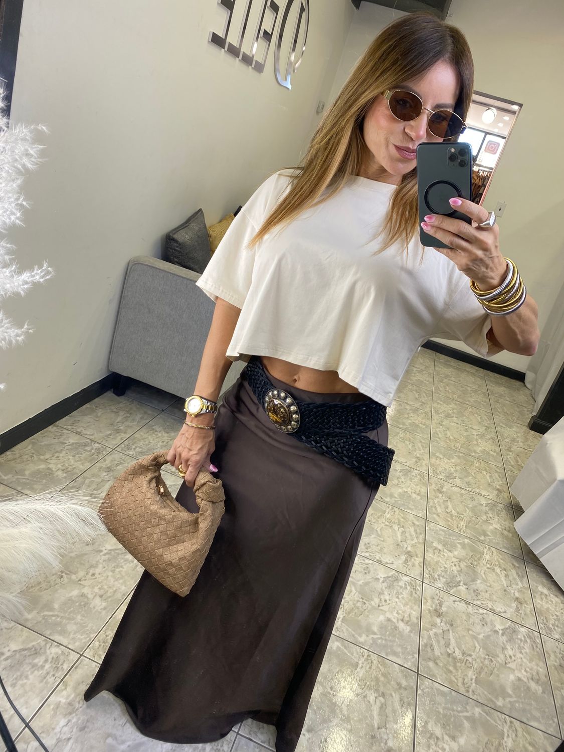 Khaki Crochet Top