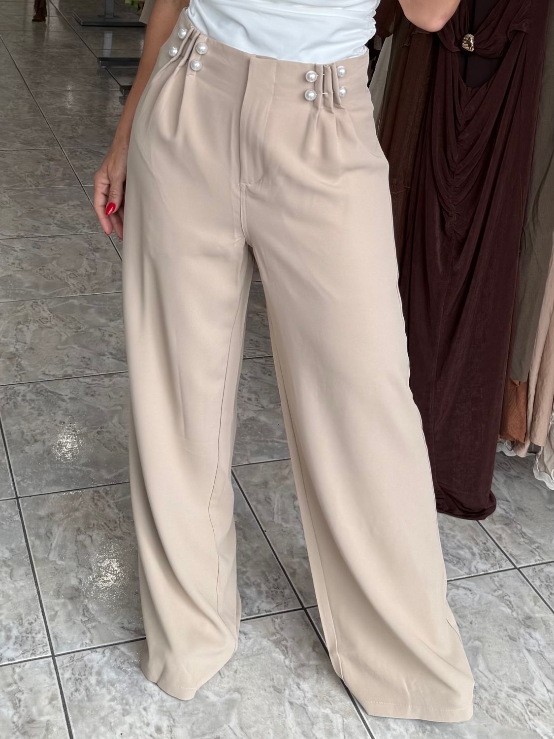 Beige Detailed Pant