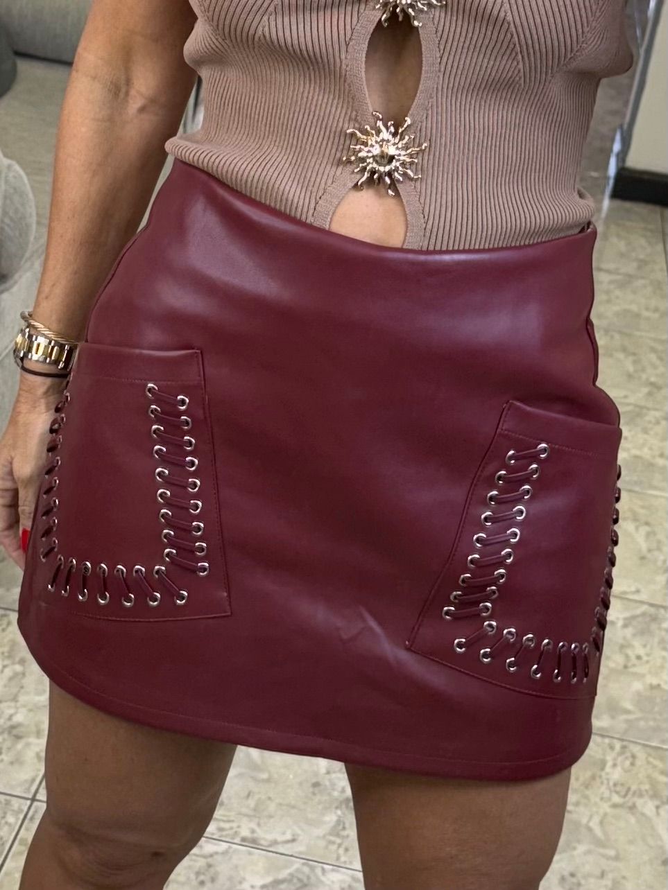 Burgundy Detailed Skort