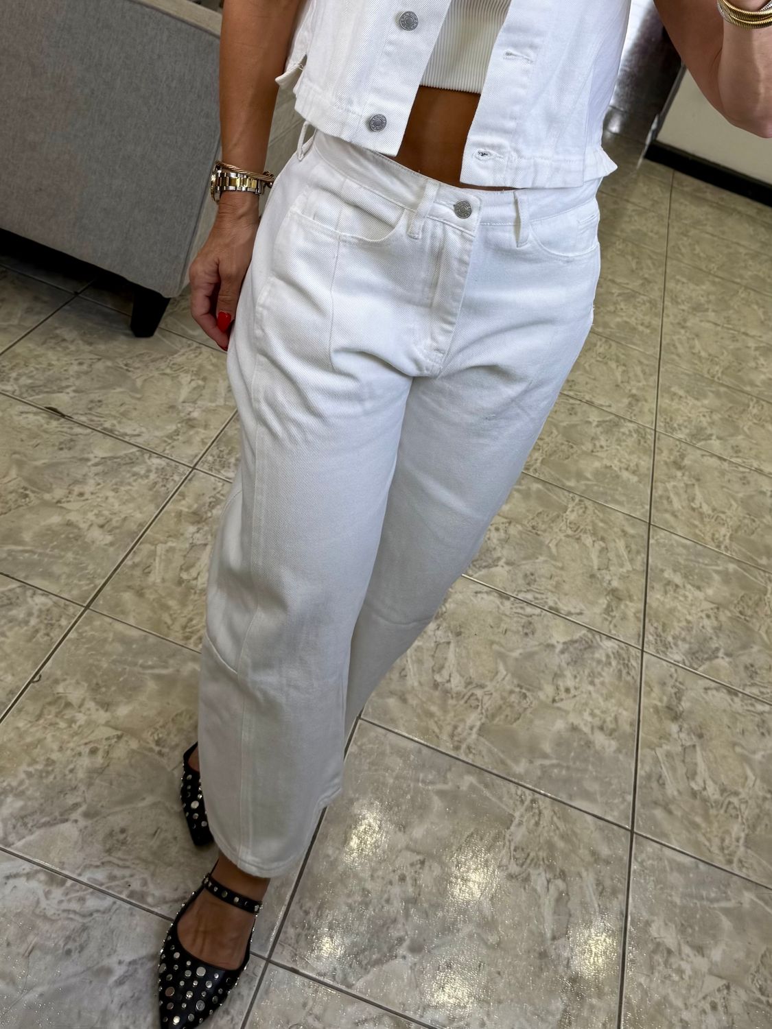 Off White Barrel Jeans
