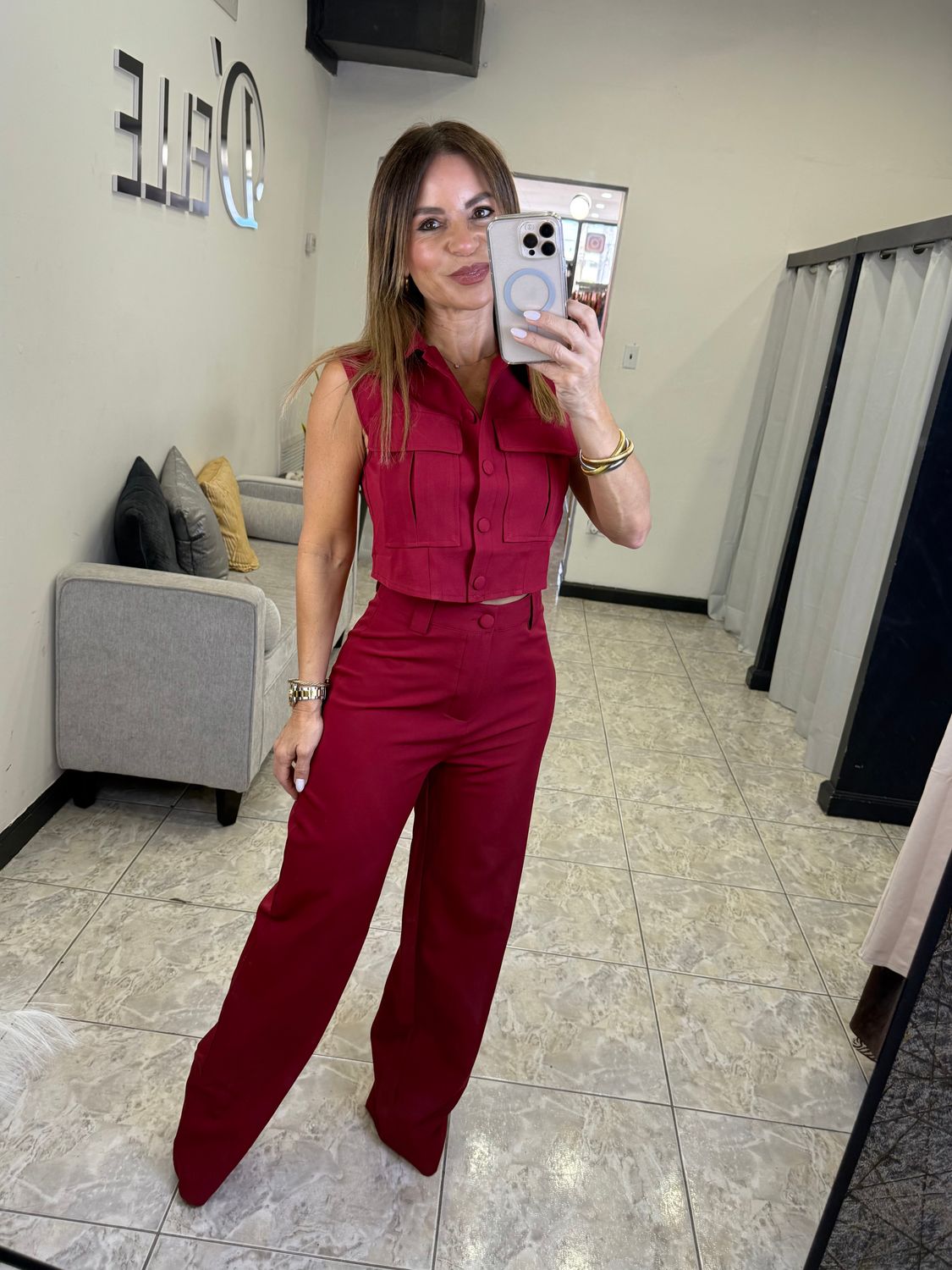 Burgundy Vest Top