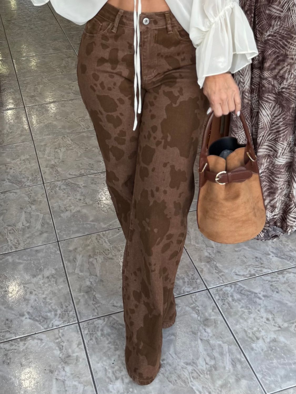 Brown Cow Print Pant
