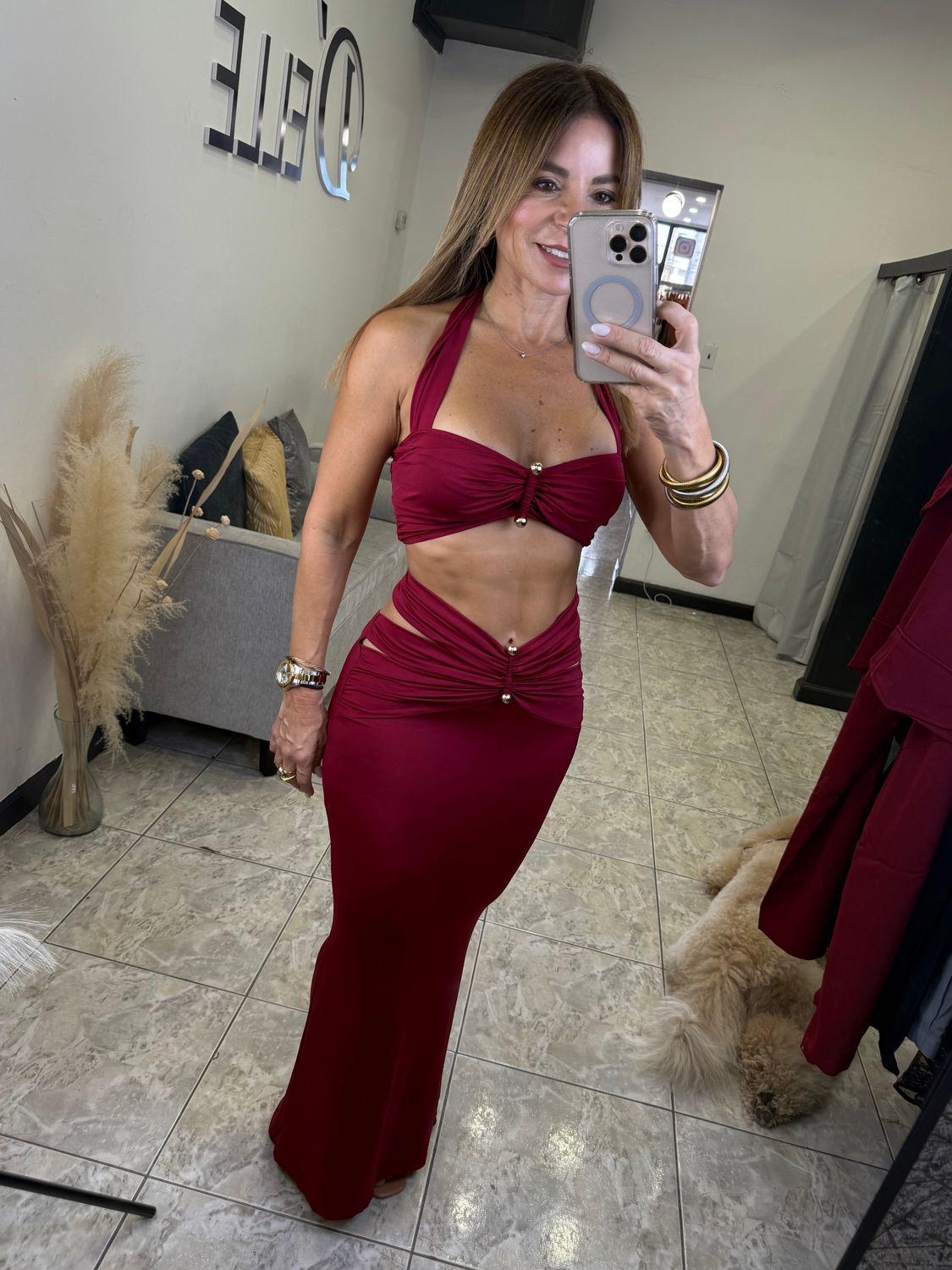 Wine Skirt Set