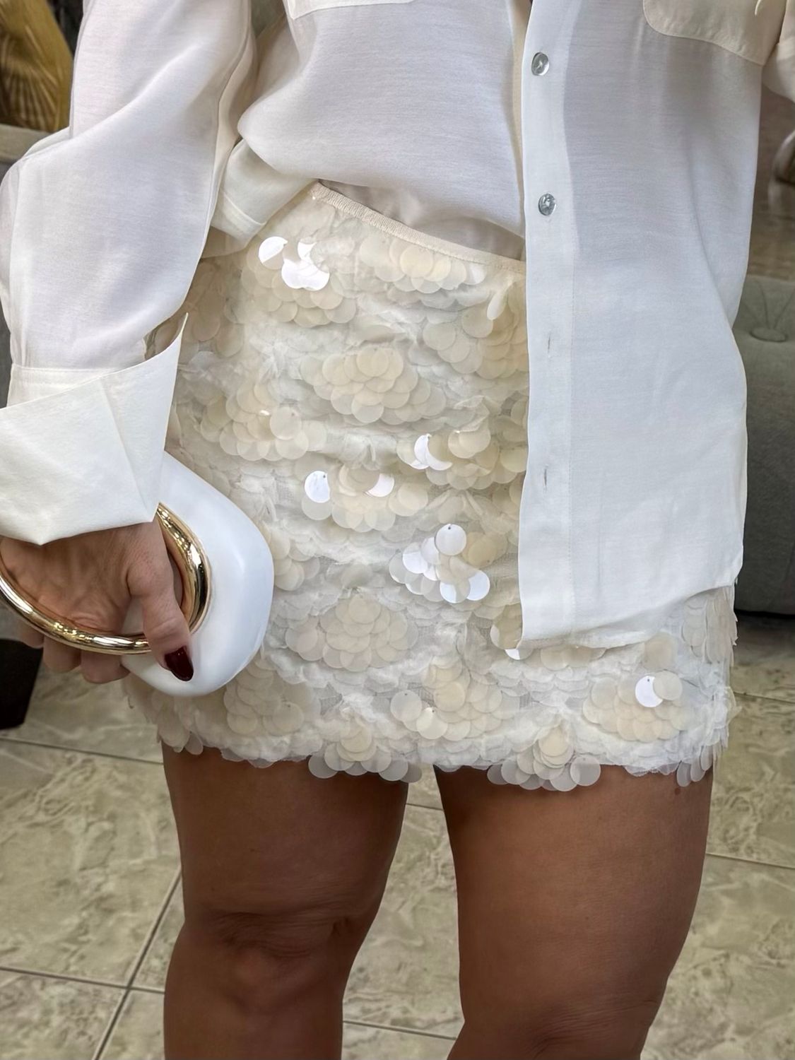 Peach Sequins Skirt