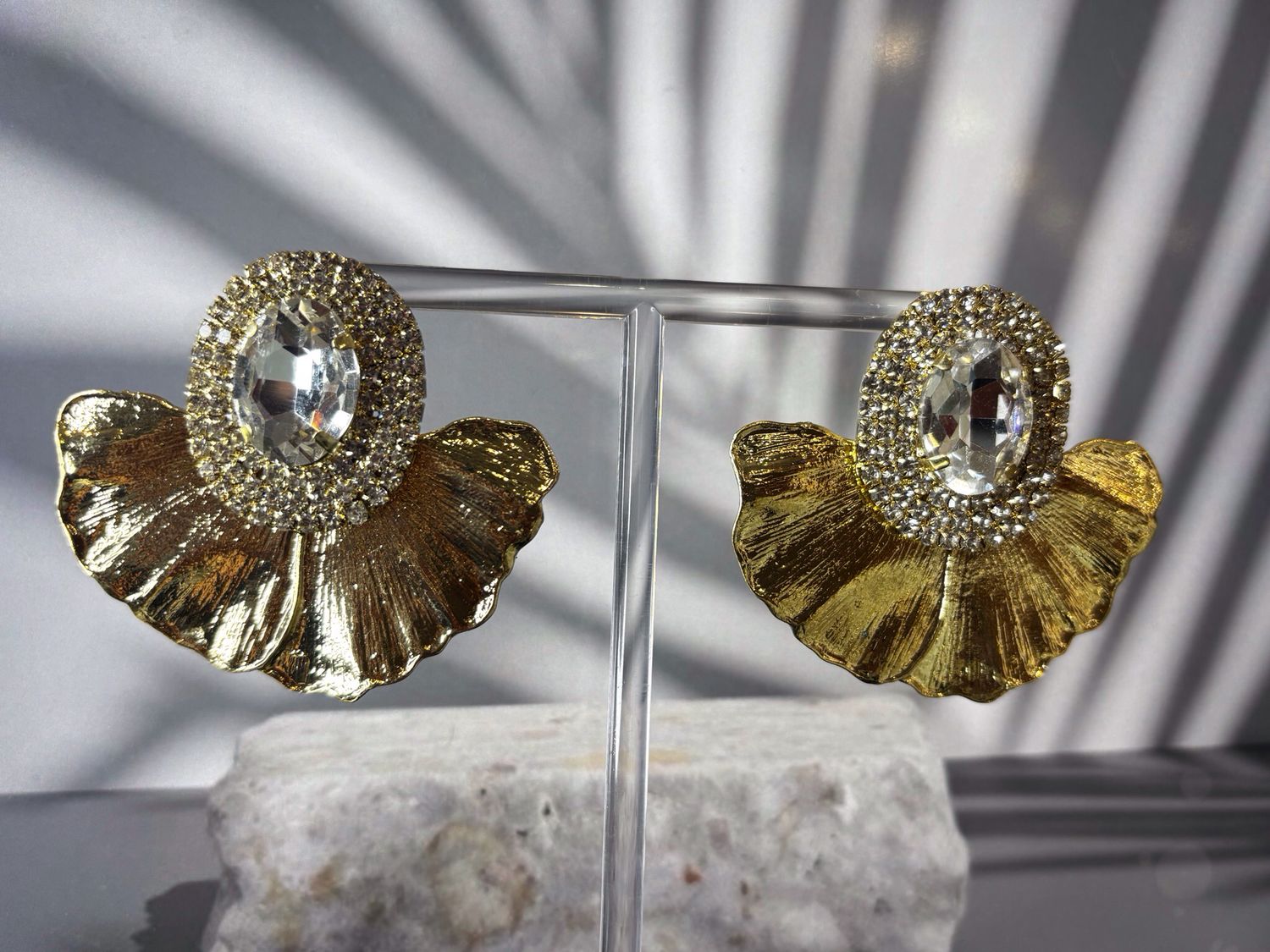 Golden Petal with Diamond Earrings
