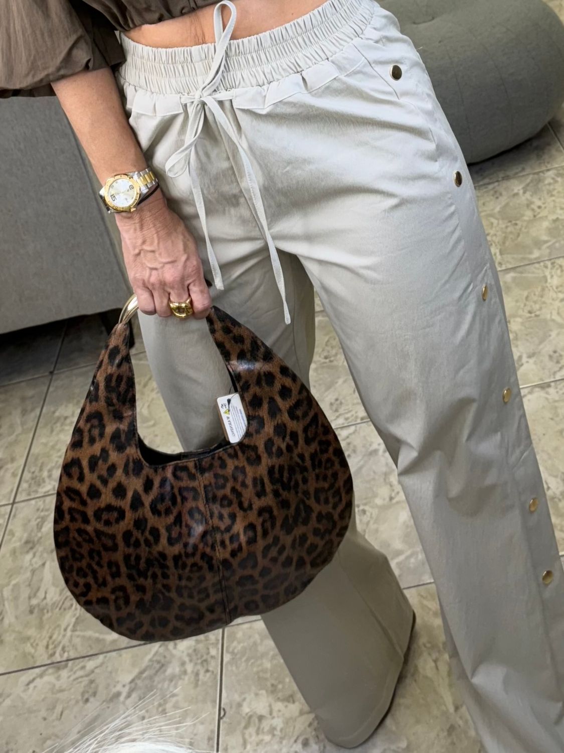 Leopard Leather Boho Bag