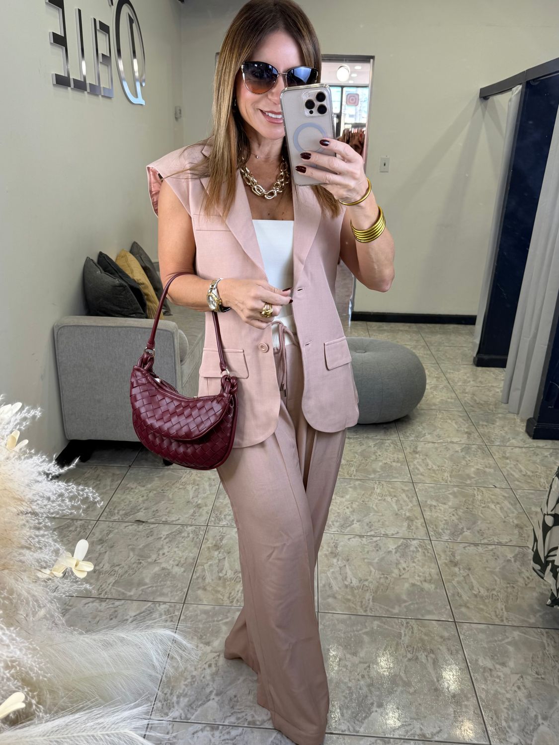 Mauve Dressy Vest And Pants Set