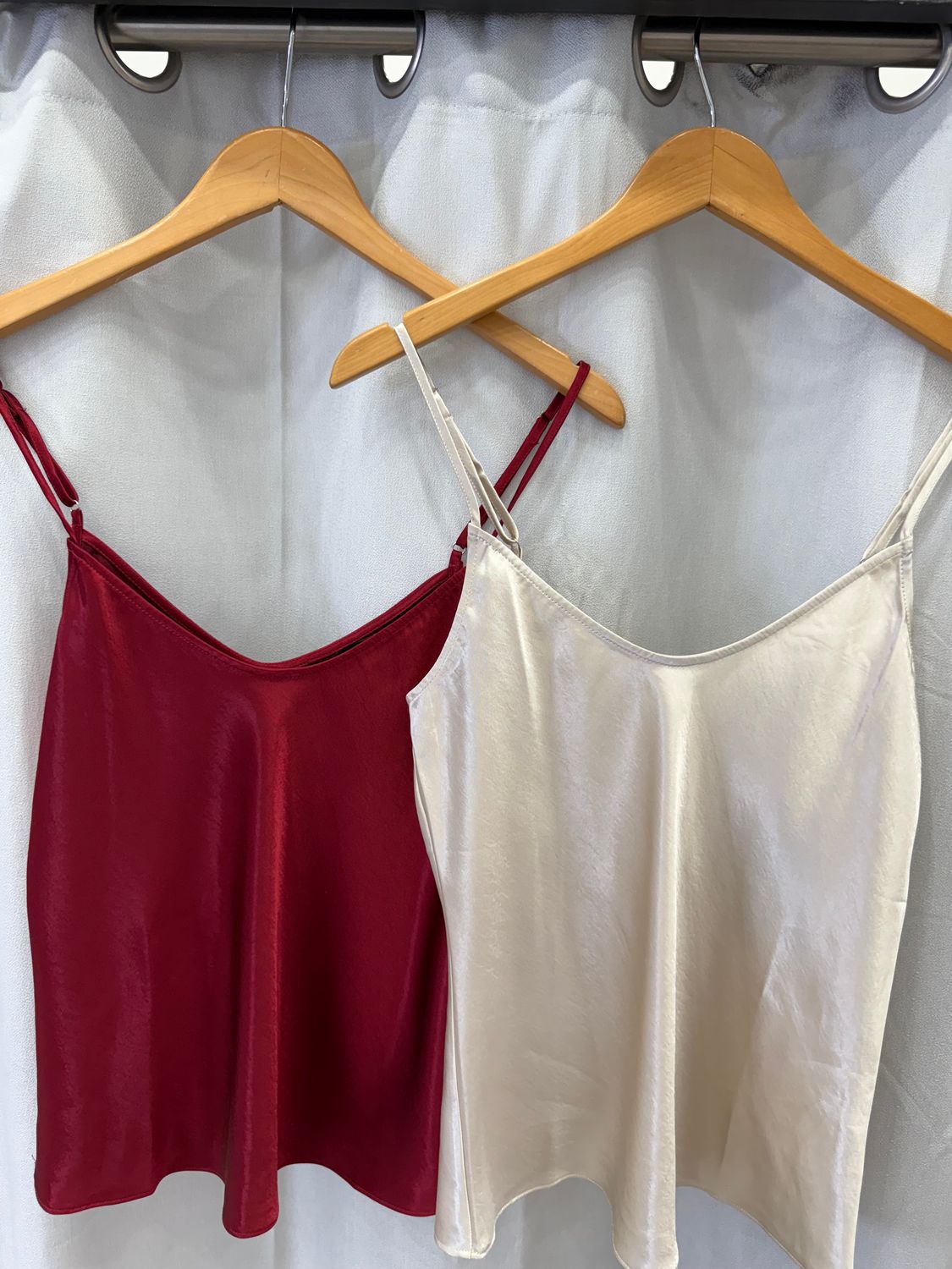 Beige Or Burgundy Classic Satin Top