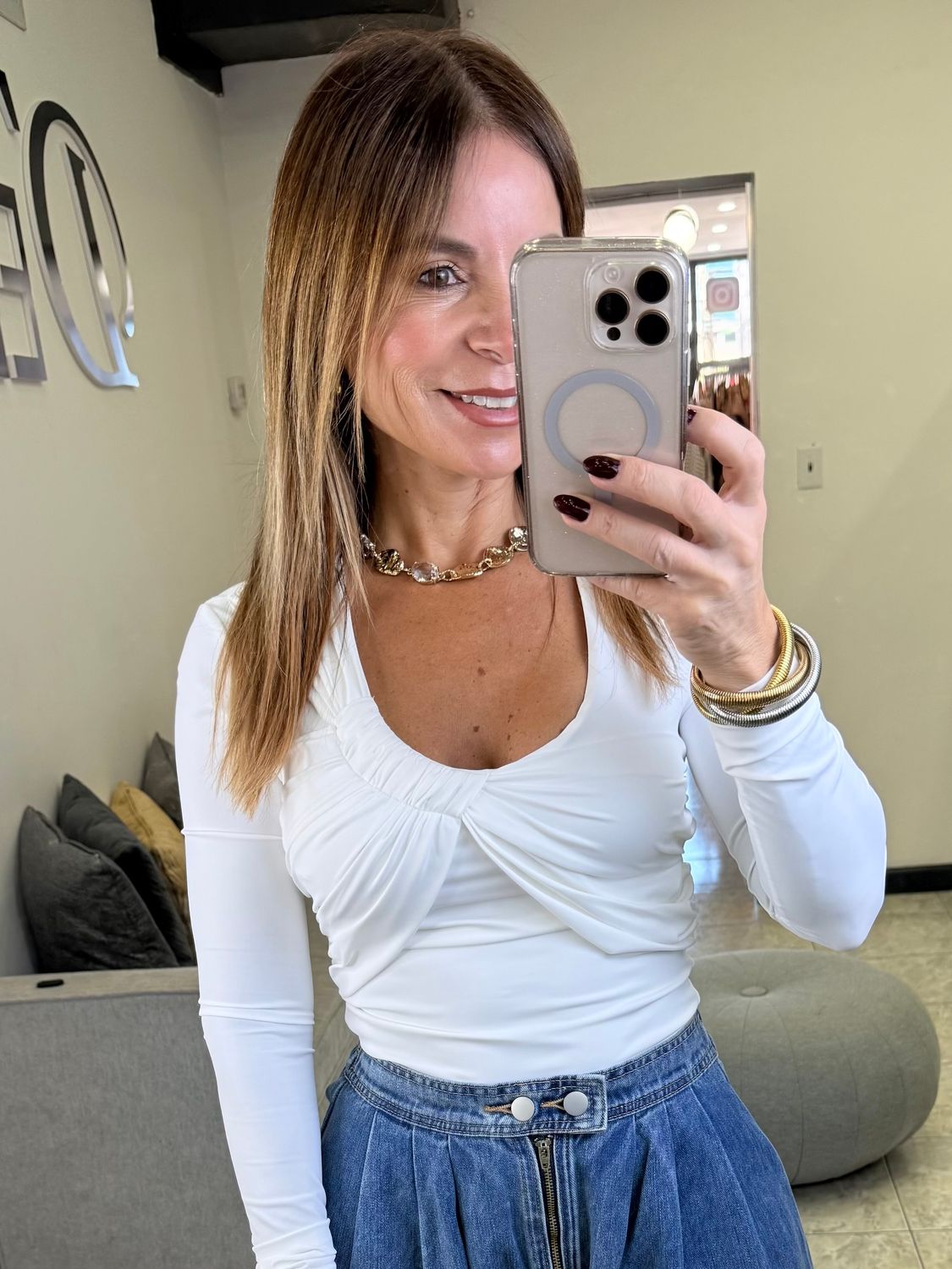 White Knot Long Sleeve Top