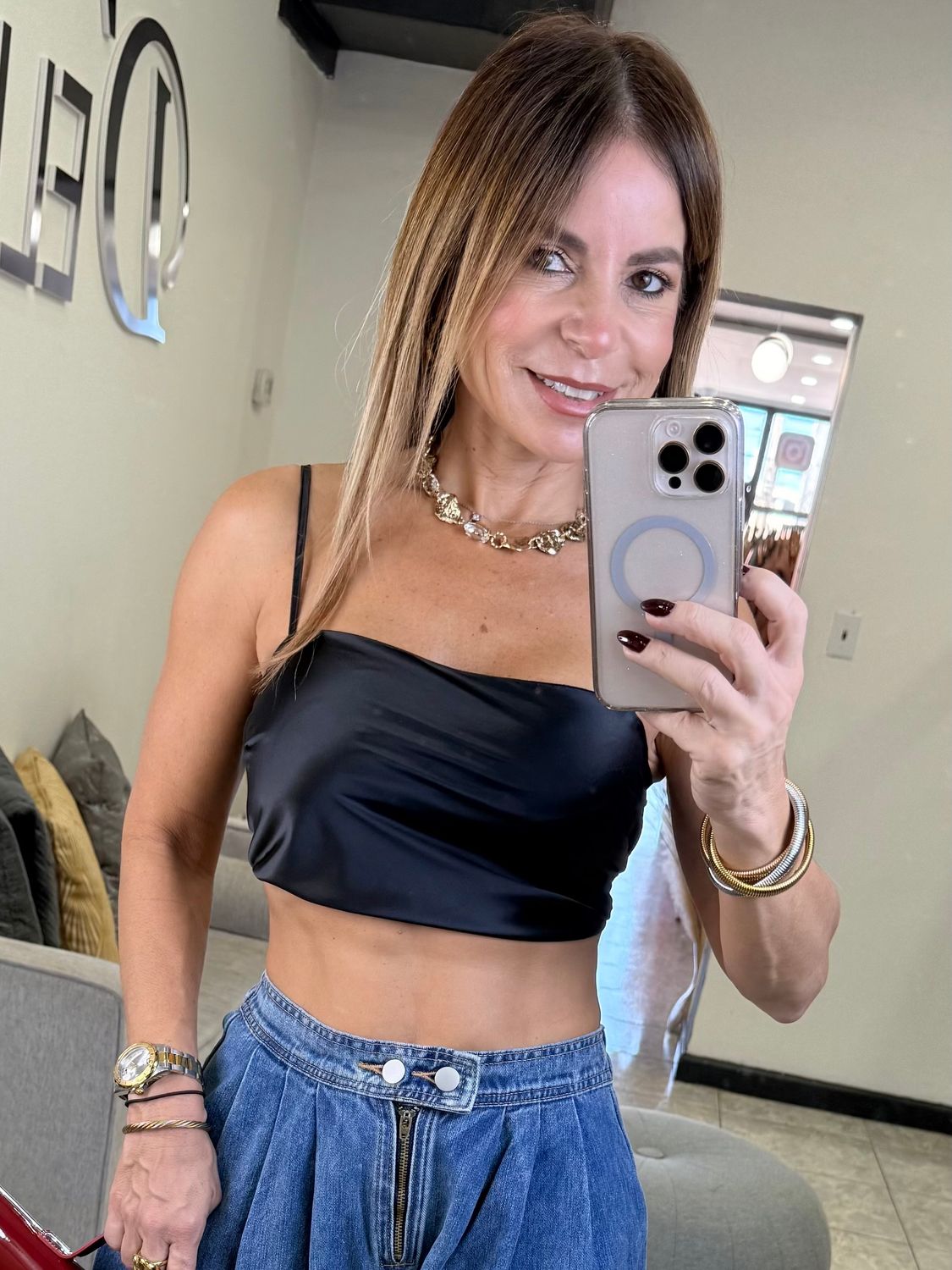 Black Satin Top