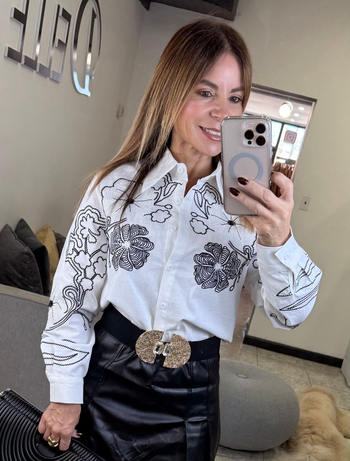 White Black Detail Top