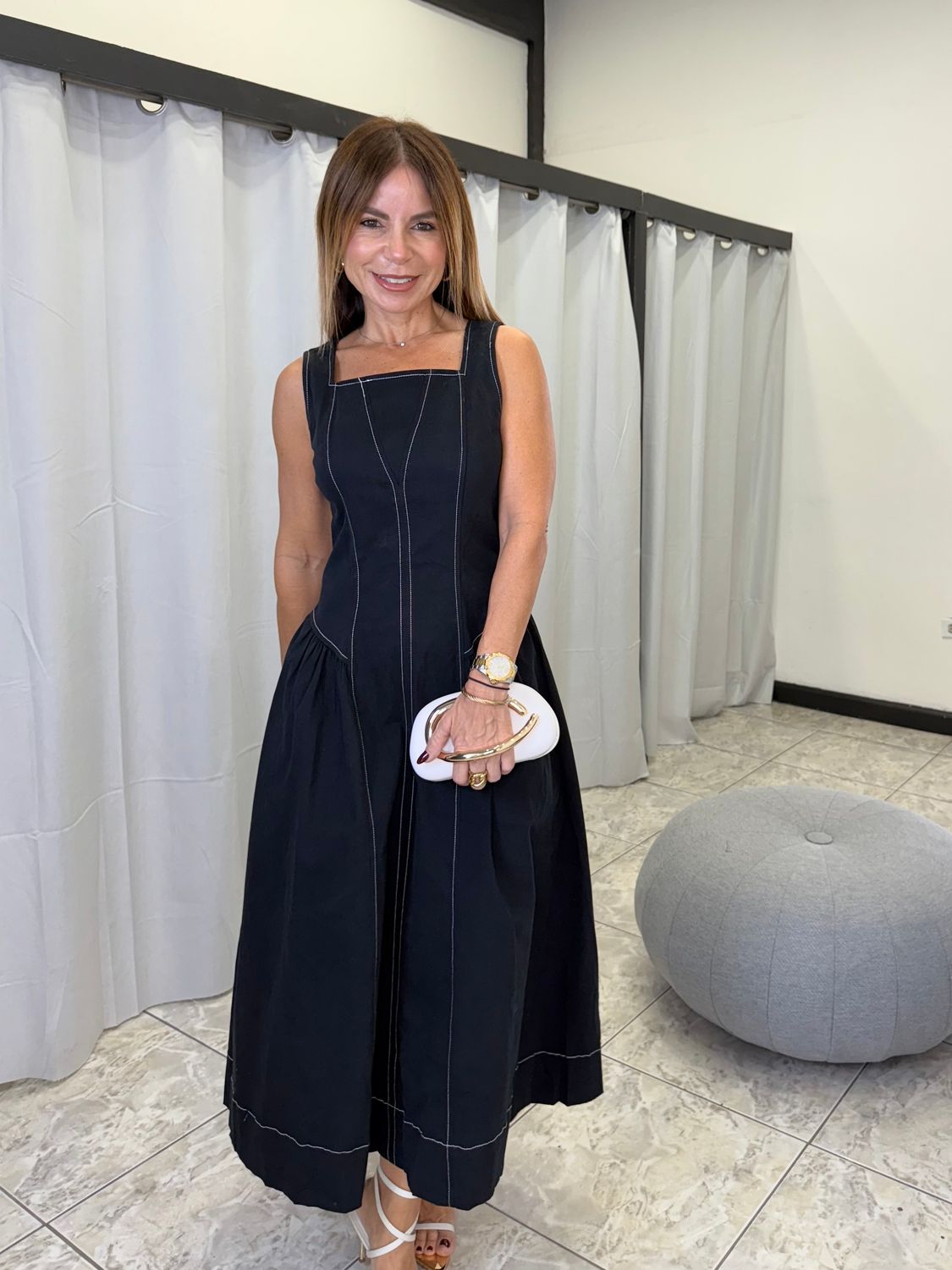 Black Sleeveless Midi Dress