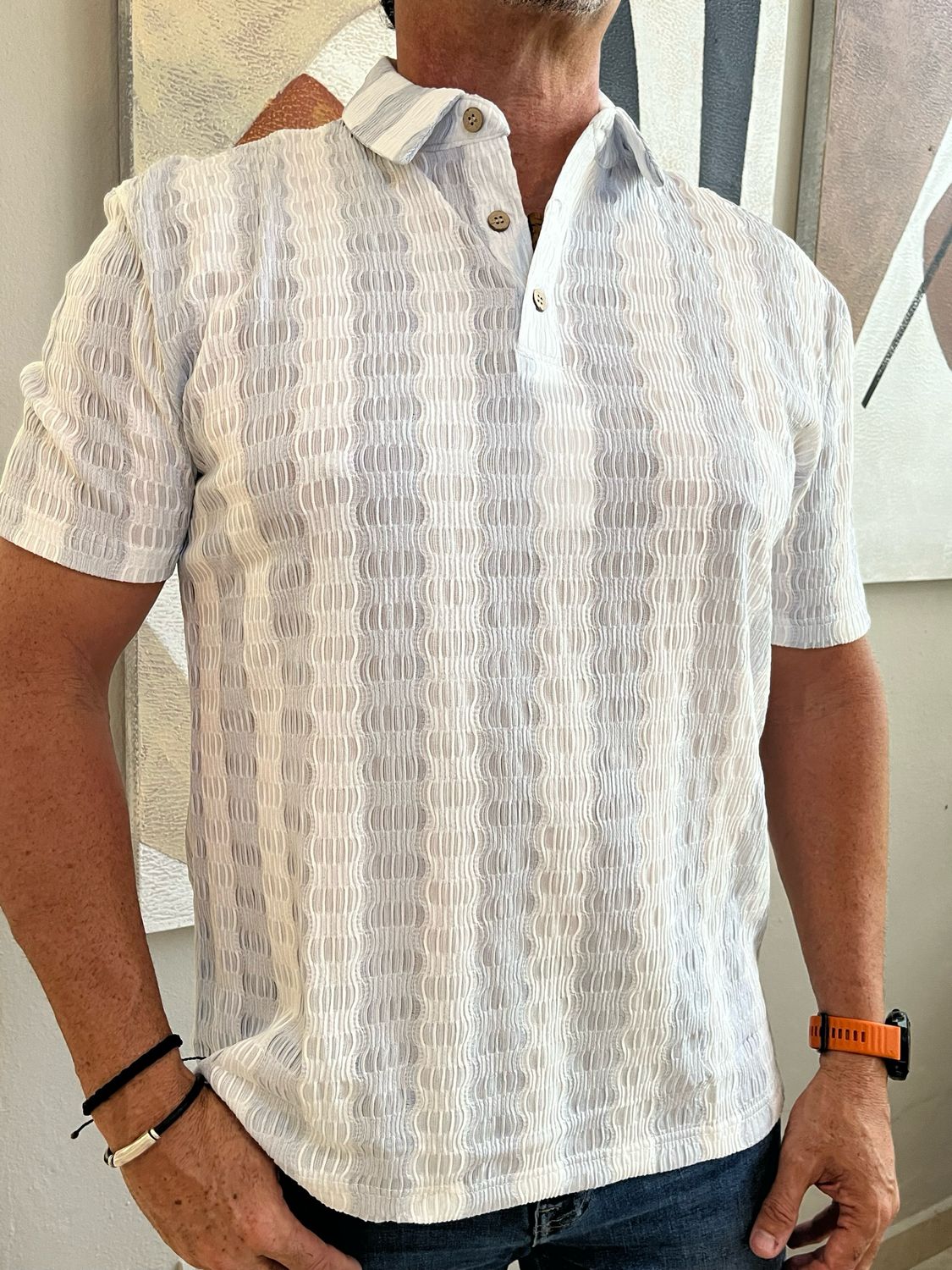 Men Silver Polo Crochet Men