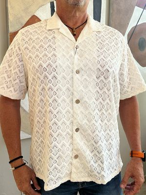Men Natural Crochet Top
