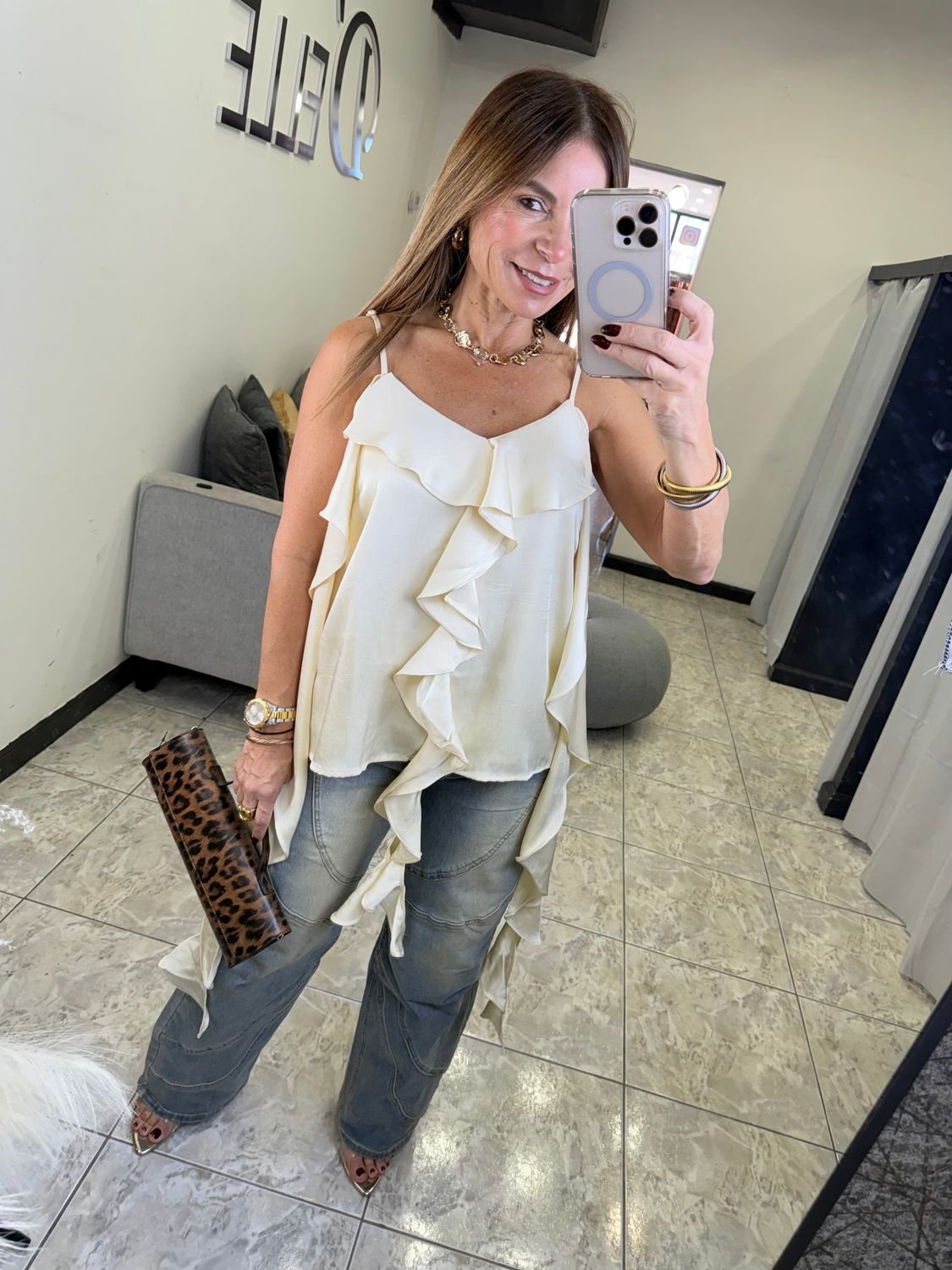 Cream Vintage Ruffles Top