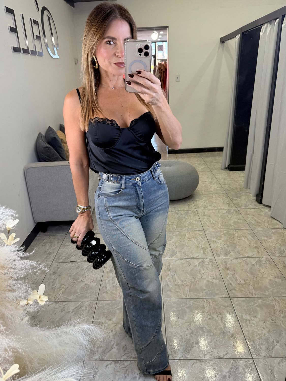 Black Satin Top