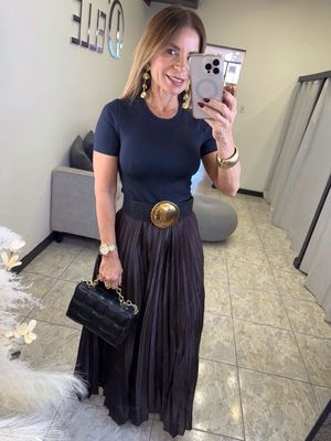 Dark Chocolate Pleated Skirt