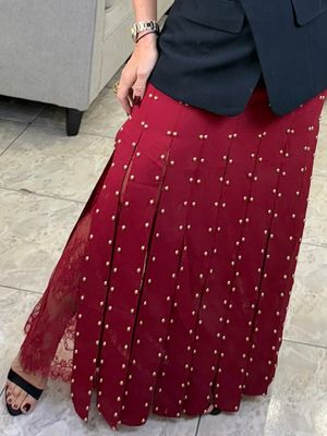 Apple Red Gold Detail Skirt