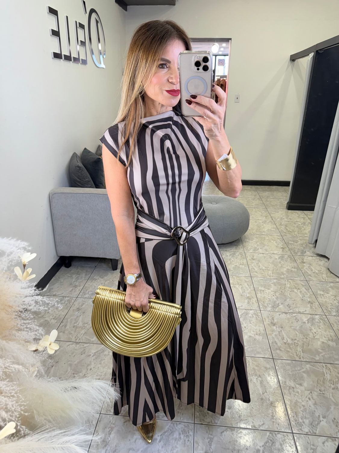 Choco Stripes Midi Dress