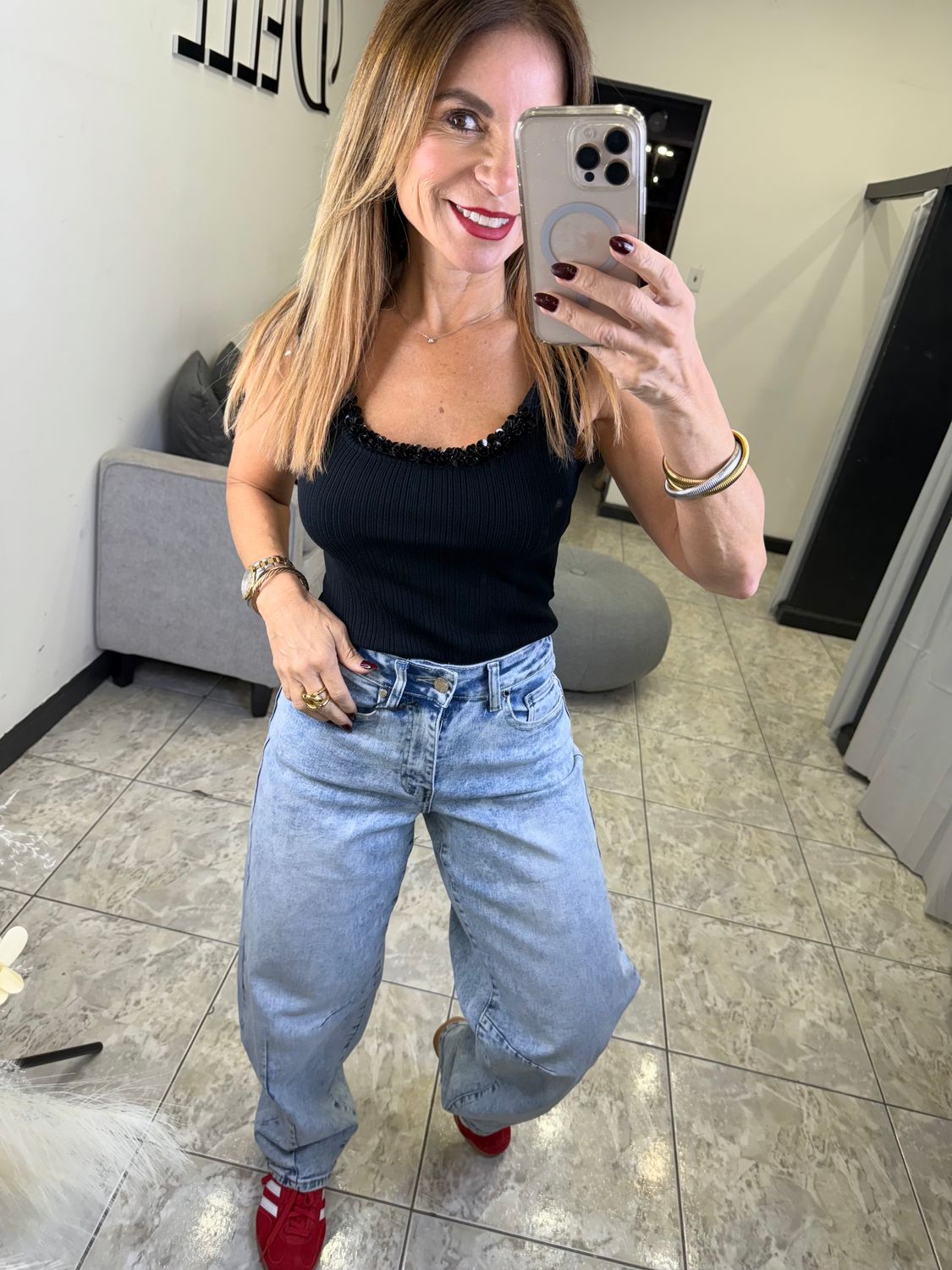 Black Or White Detailed Top
