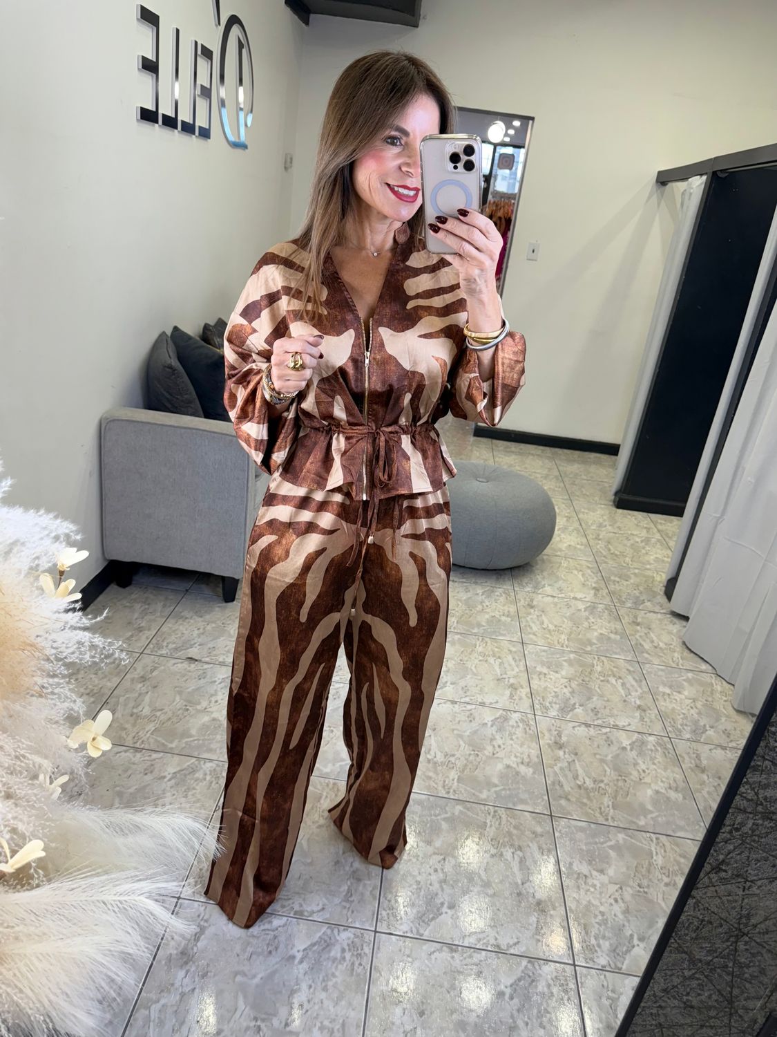 Brown Multi Pant Set