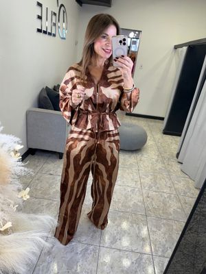 Brown Multi Pant Set