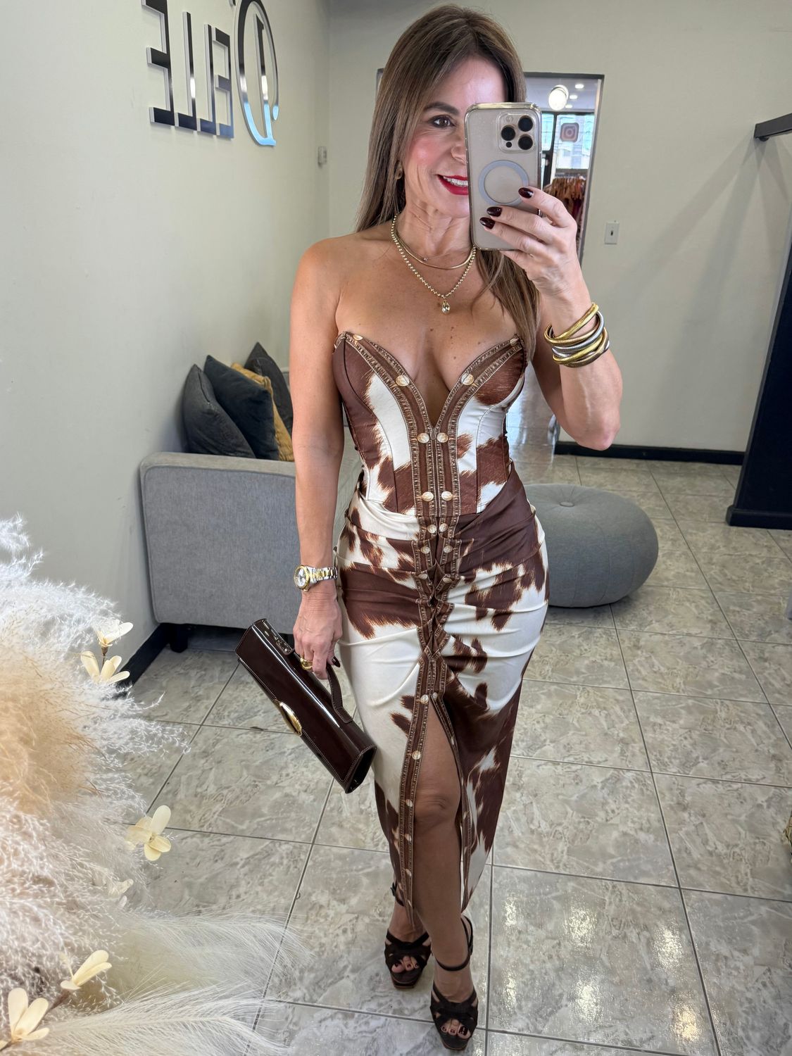 Cow Print Skirt Set