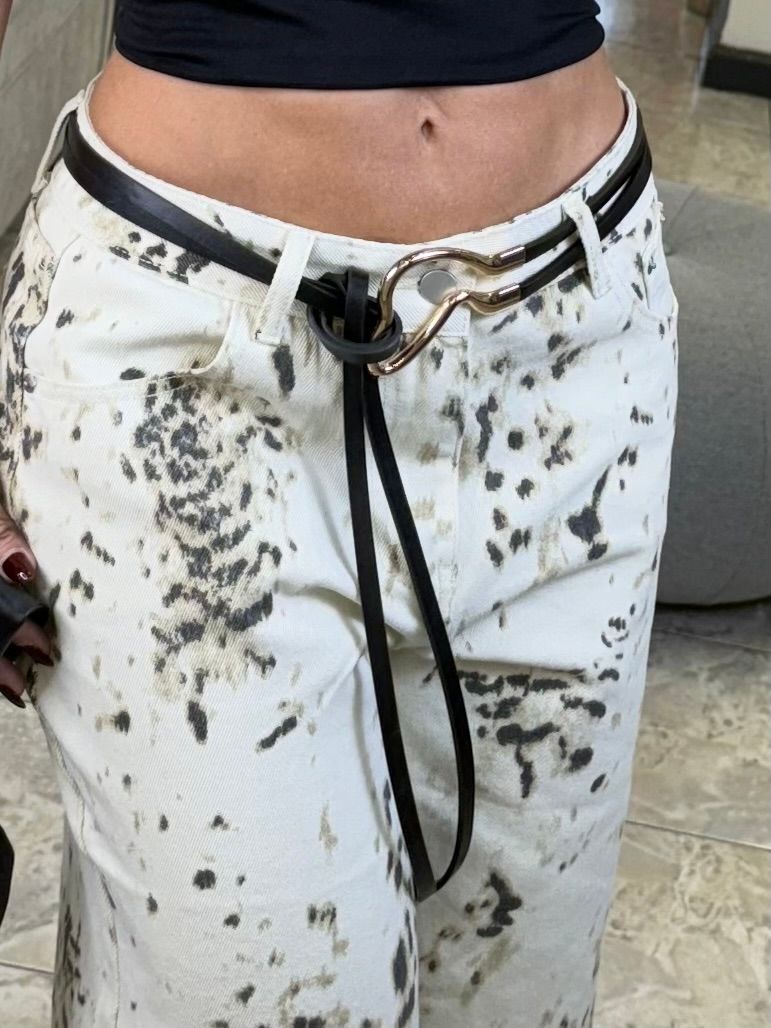 Black Metal Buckle Wrap Belt