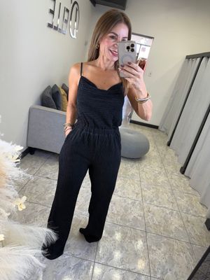 Black Popcorn Ruff Jumpsuit