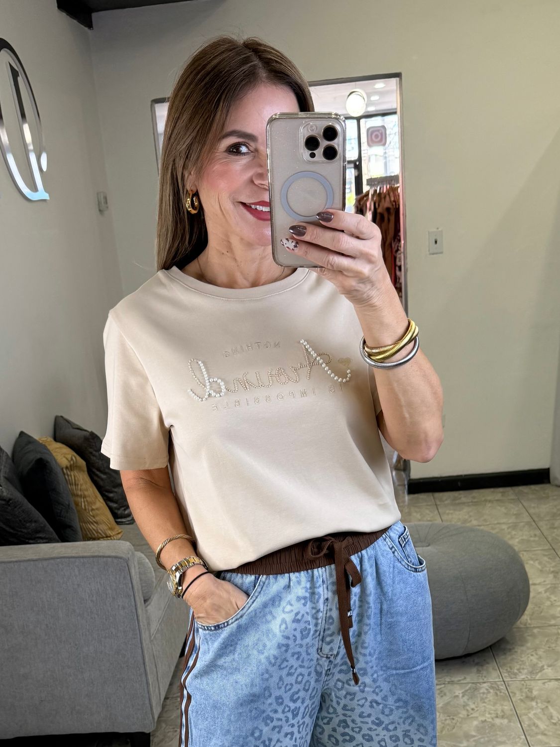 Beige Or Brown One Size Tshirt