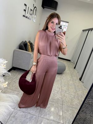 Green Or Mauve Wide Leg Jumpsuit 