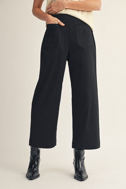 Black Wide Leg Cropped Pants