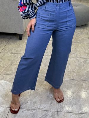 Blue Ankle Cropped Pants