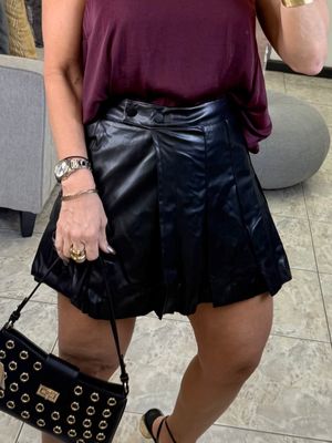 Black  Leather Skort