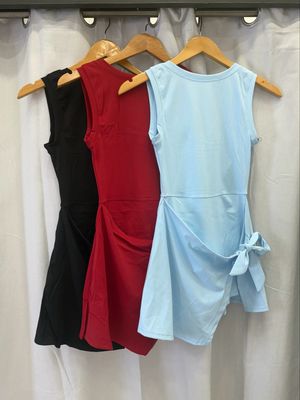 Black, Blue Or Red Tie Front Romper