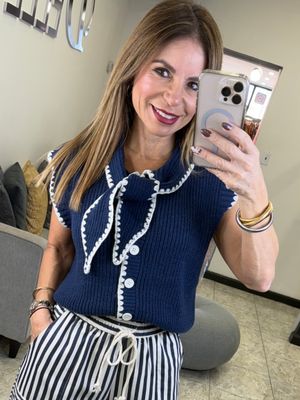 Navy Blue With Contrast Sweater 